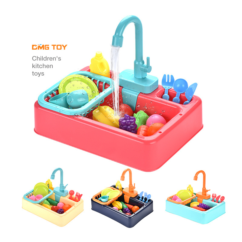 High quality puzzle toy boys and girls dishwasher circulating water outlet from faucet pretend play toys set