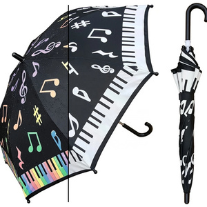 Fashion Decorative Custom Print Music Note Color Change Material Straight Kids Umbrella, Color Change with Sunshine Umbrella