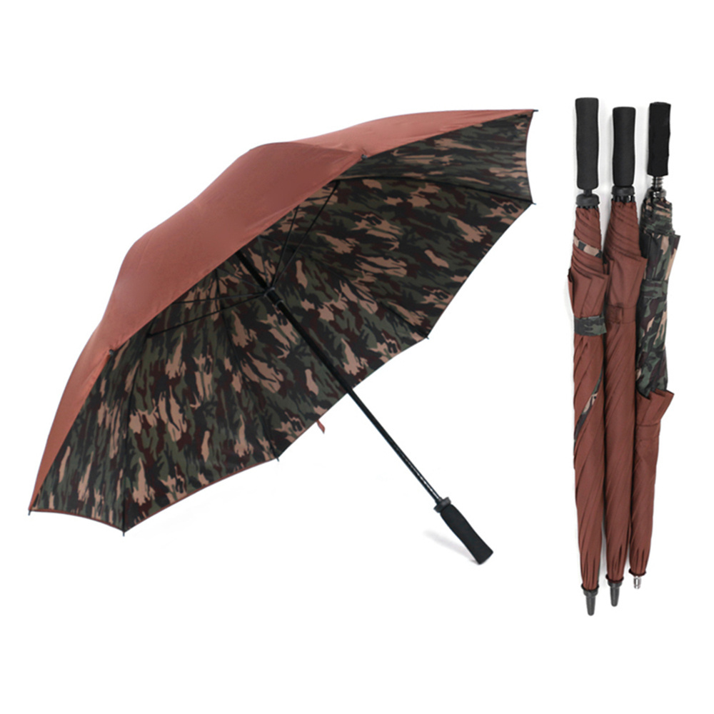 62/64 inch double canopy windproof amy camouflage golf umbrella with custom logo name tag