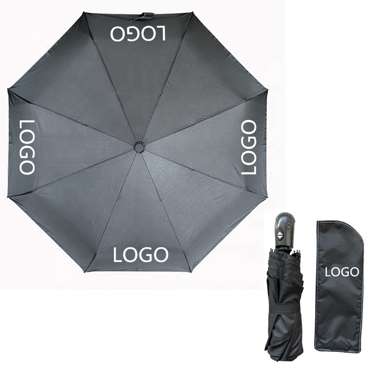 Wholesale Custom Gift Special Rain Solid Color Super Waterproof Windproof Automatic Three Folding Umbrella