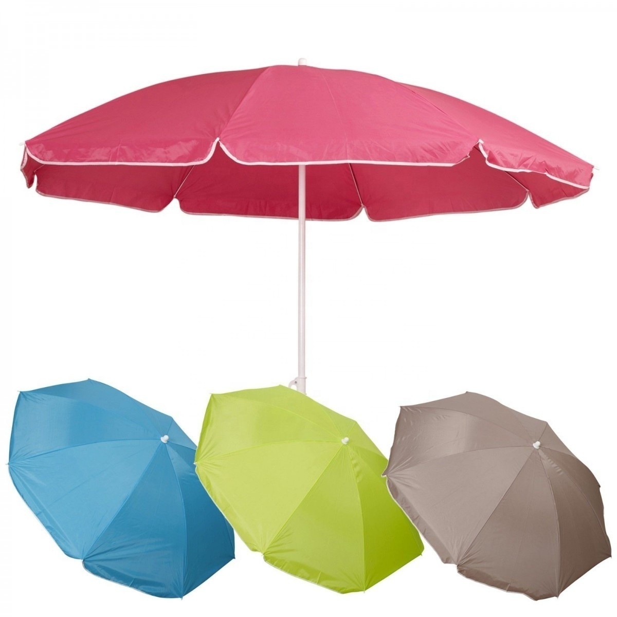 Outdoor OEM Promotion Logo Print Big Size Red Pink Parasol UV Sun Protection Hottest Solar Commercial Sea Beach Umbrella