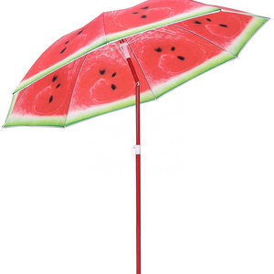 6ft Outdoor Windproof Garden Sun Patio Parasol Promotion Watermelon Fruit Portable Travel Manual Sea Beach Sunshade Umbrella