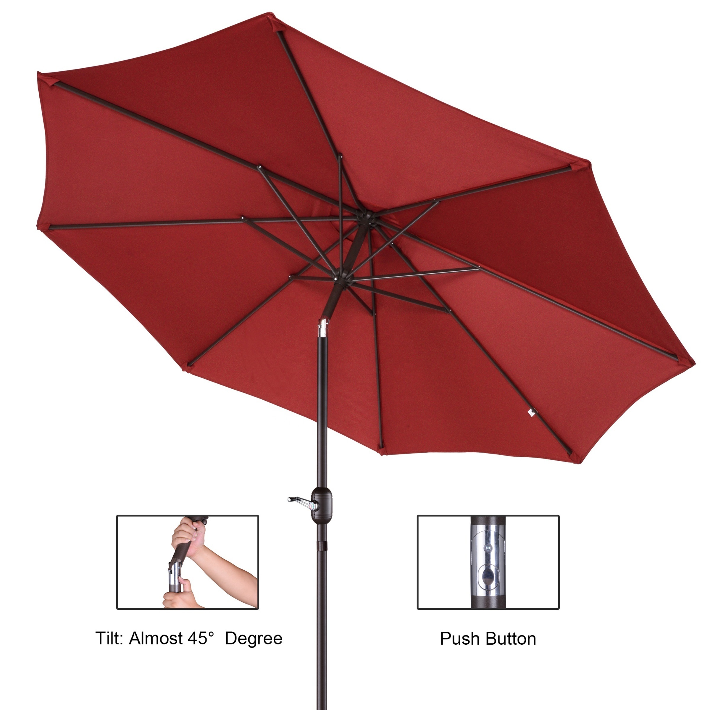 9ft waterproof outdoor garden patio Umbrella With Push Button Tilt And Crank,market umbrella Parasols with base