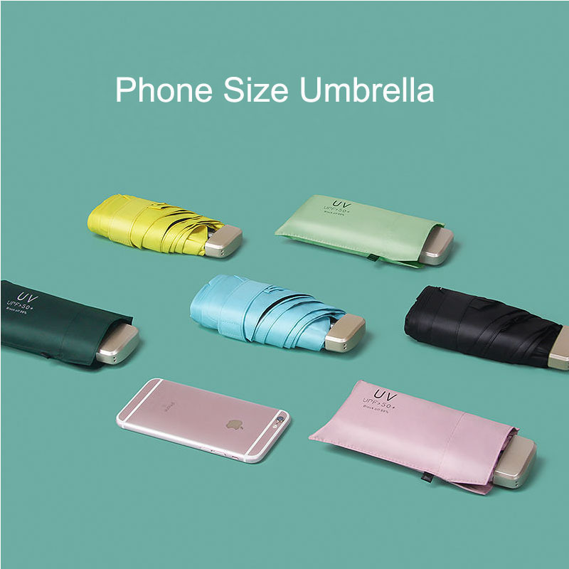 wholesale good price Ultralight Phone Size Mini Pocket Women's Anti UV windproof Portable 5 Folding Umbrella with logo