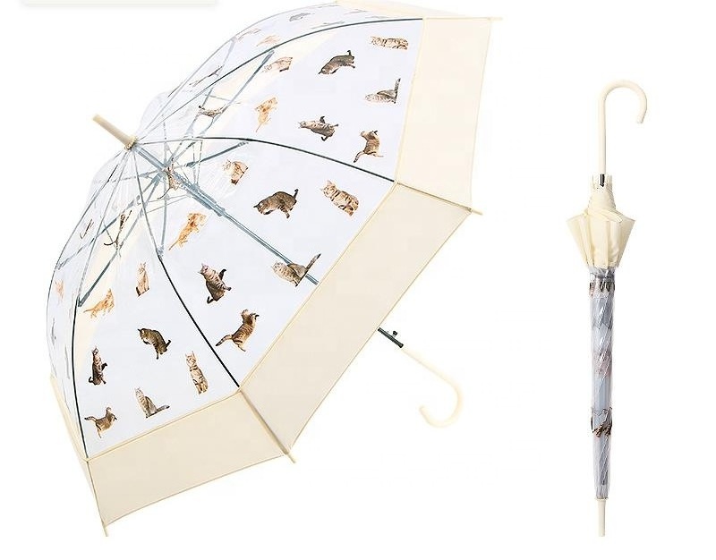 Cat Dog Promotional Manufacturers Walking-stick Straight  Cheap POE Umbrellas for Rain, regenschirm