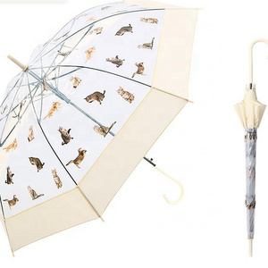 Cat Dog Promotional Manufacturers Walking-stick Straight  Cheap POE Umbrellas for Rain, regenschirm