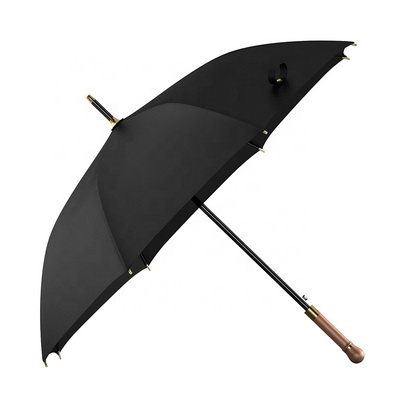 Modern Classic Traditional Wood Bend Handle Automatic Large Straight Pole Long Handle Umbrella