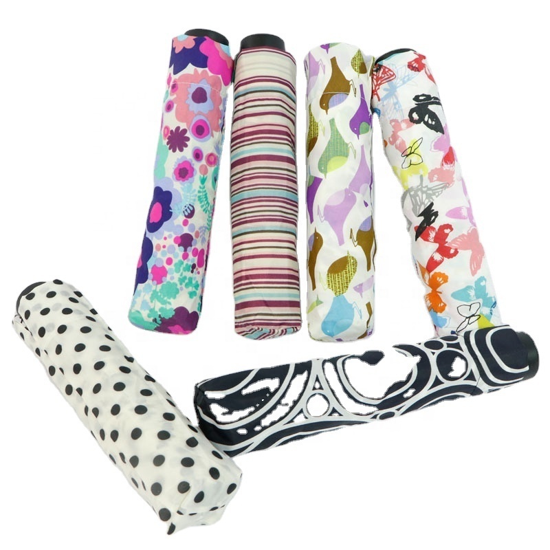 Wholesale cheap floral stripes check three folding umbrella, custom umbrella for the rain waterproof