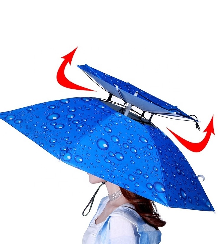 Manufacturers wholesale UV protection large head rainbow advertising hat umbrellas for fishing