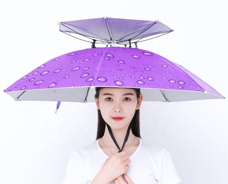 Manufacturers wholesale UV protection large head rainbow advertising hat umbrellas for fishing