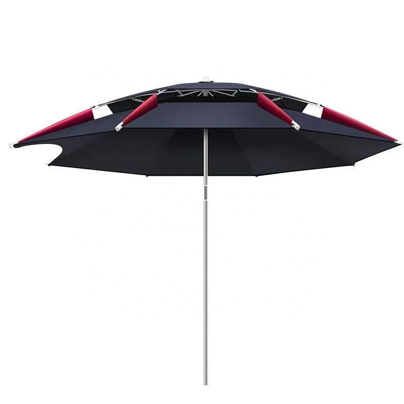 Outdoor fishing umbrellas for the rain, adjustable fold double canopy thickened reinforced umbrella