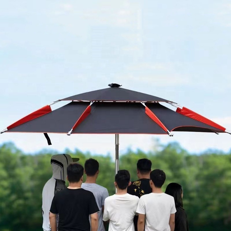 Outdoor fishing umbrellas for the rain, adjustable fold double canopy thickened reinforced umbrella