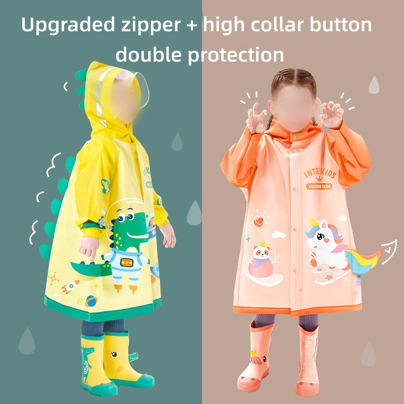 Portable Child Raincoat PVC Plastic Impermeable Baby Poncho Kindergarten Body Waterproof Rainsuit Umbrellas