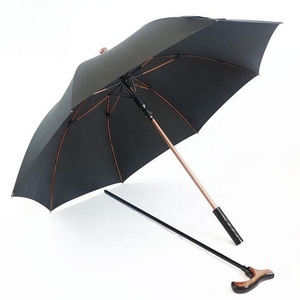 Good quality portable non-slip hiking multi-functional walking stick detachable crutch custom umbrellas with logo