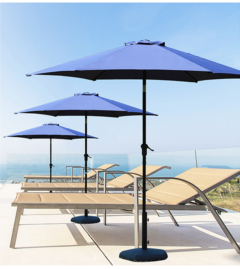 2.7m Outdoor garden umbrella for Coffee shop, curved patio umbrellas with Round square shaped  base  for beach