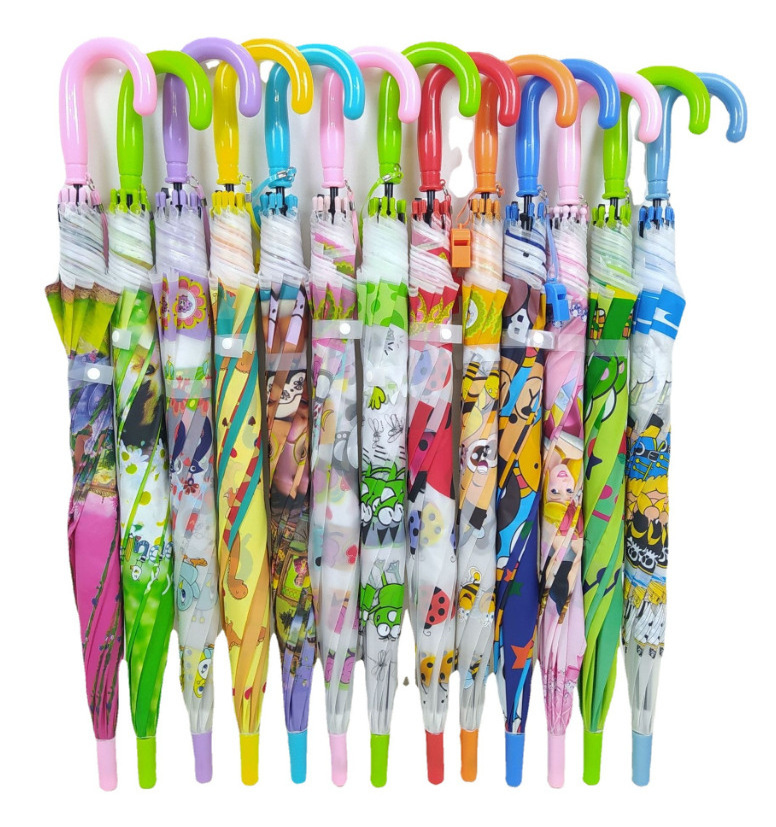 Creative transparent kids umbrella, cartoon student portable automatic umbrella  from supplier wholesale