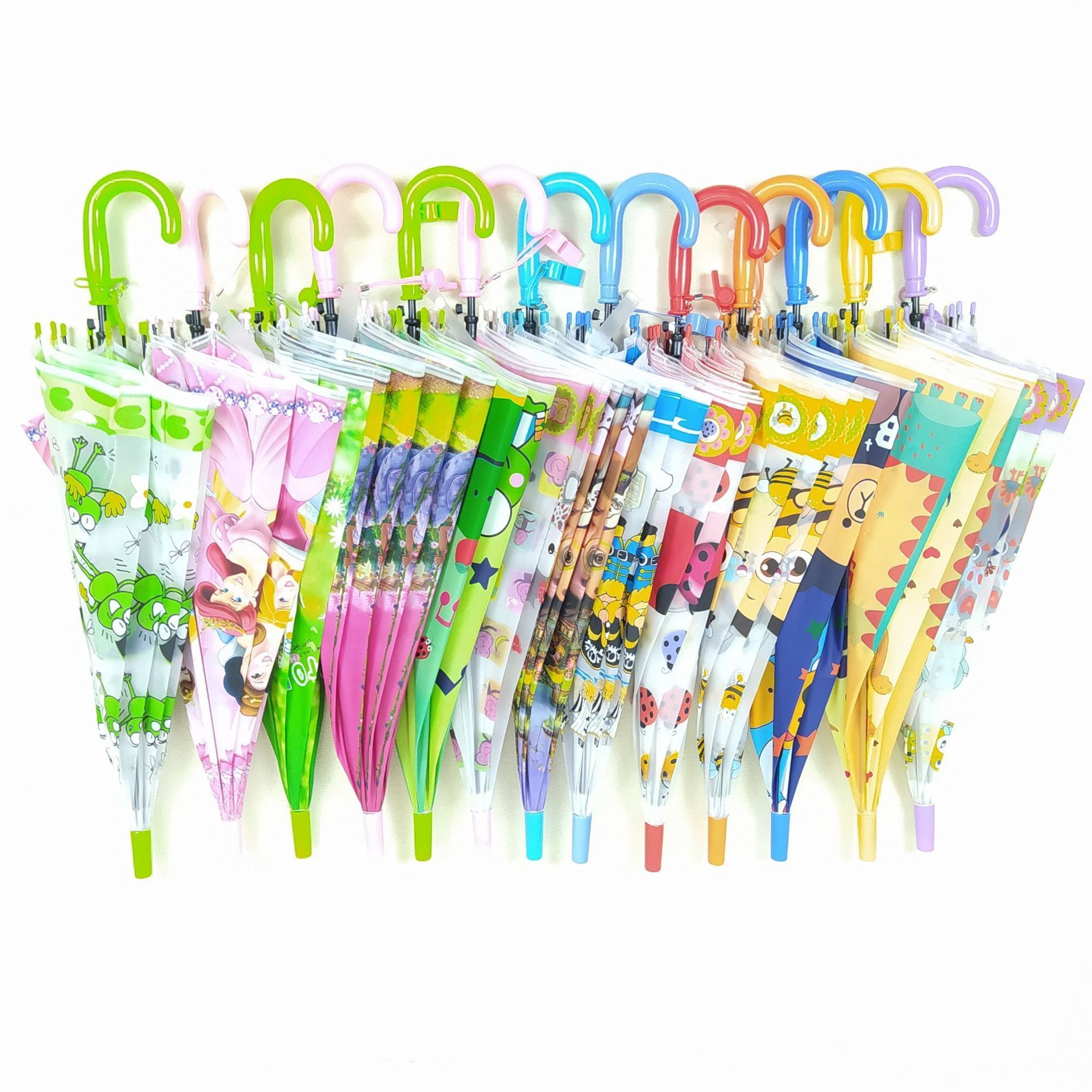 Creative transparent kids umbrella, cartoon student portable automatic umbrella  from supplier wholesale