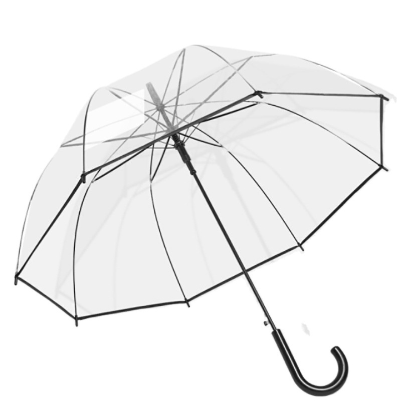 Creative transparent Apollo white 8-bone parapluies, curved handle straight pole transparent umbrellas