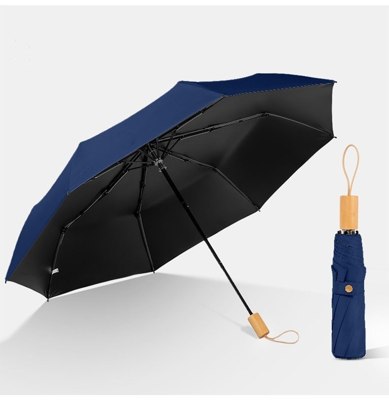 Wooden handle umbrella for rain and sun,  Pongee UV dual purpose umbrella from supplier