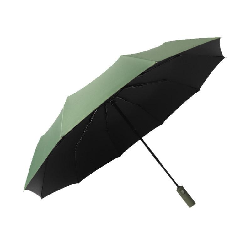 New automatic large windproof reinforced UV business men's umbrellas with color matching handle