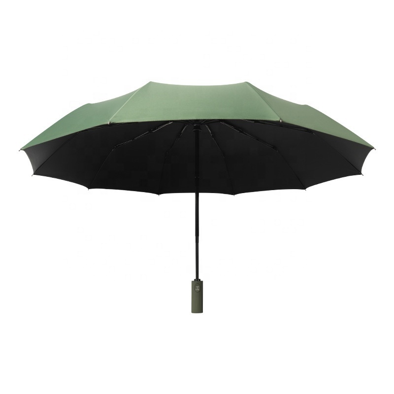 New automatic large windproof reinforced UV business men's umbrellas with color matching handle