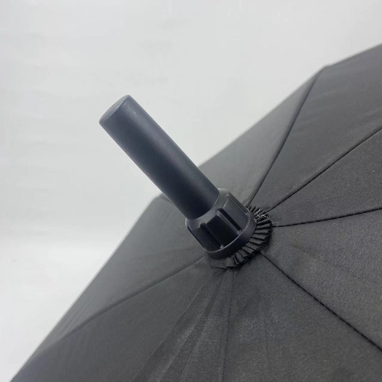 Large custom size auto open umbrella with logo,  double layer Black Business Golf umbrella with reflective