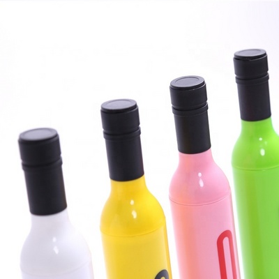 2024 Custom logo Advertise Business Promotion Travel Rainy Sunny 3 Folding Foldable Wine Bottle Umbrellas