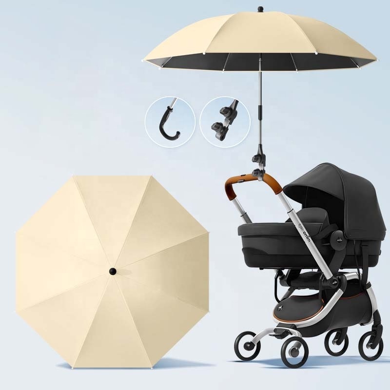 Solid Color 84cm Straight Universal Baby Stroller Umbrellas Sun Protection with Wind Resistance