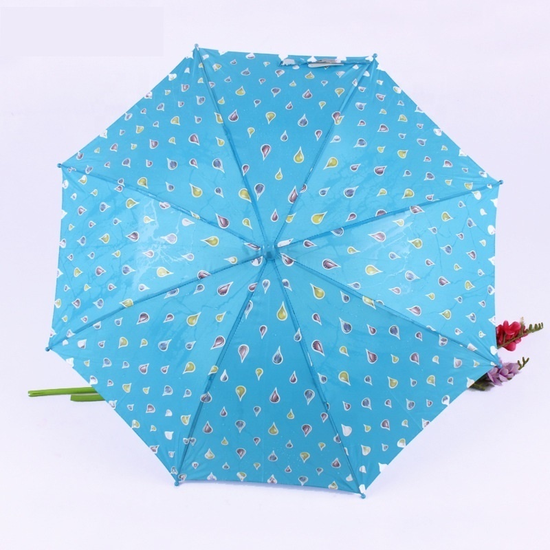 Creative Magic Kids Straight Umbrella Water Color Changing Pattern Hook Plastic Handle With Whistle