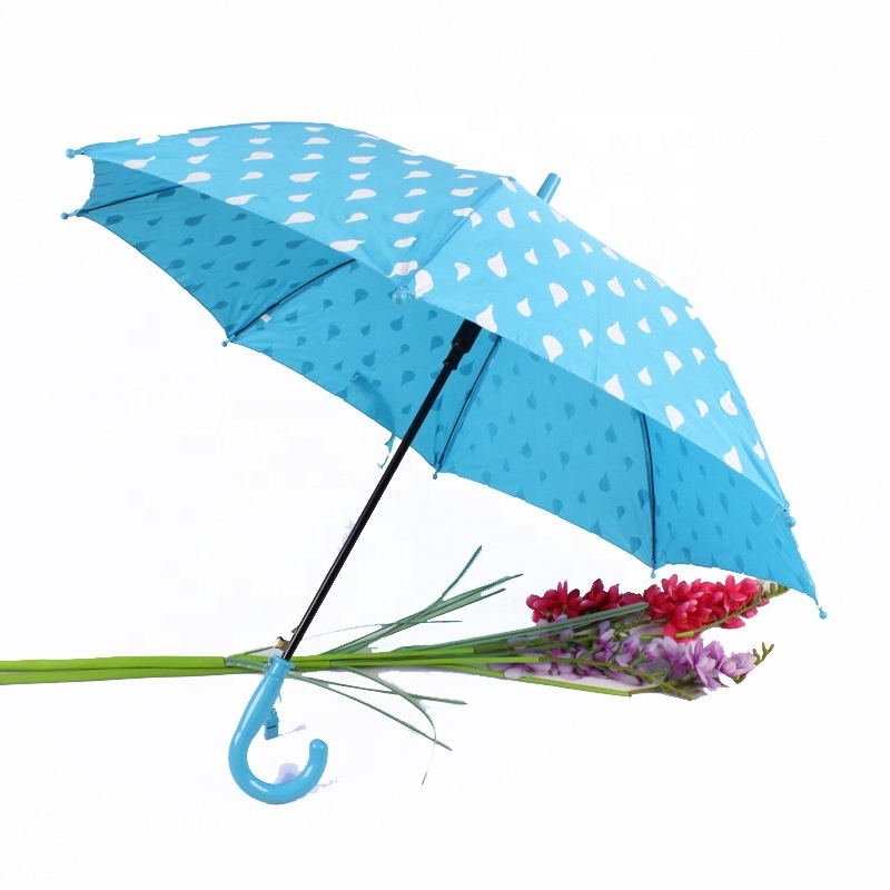 Creative Magic Kids Straight Umbrella Water Color Changing Pattern Hook Plastic Handle With Whistle