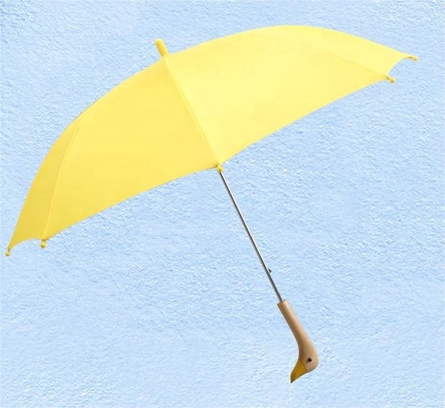 New Cute Straight Children's Umbrella with Yellow Duck Manual Open Student Umbrella Cartoon Style