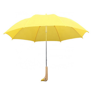 New Cute Straight Children's Umbrella with Yellow Duck Manual Open Student Umbrella Cartoon Style