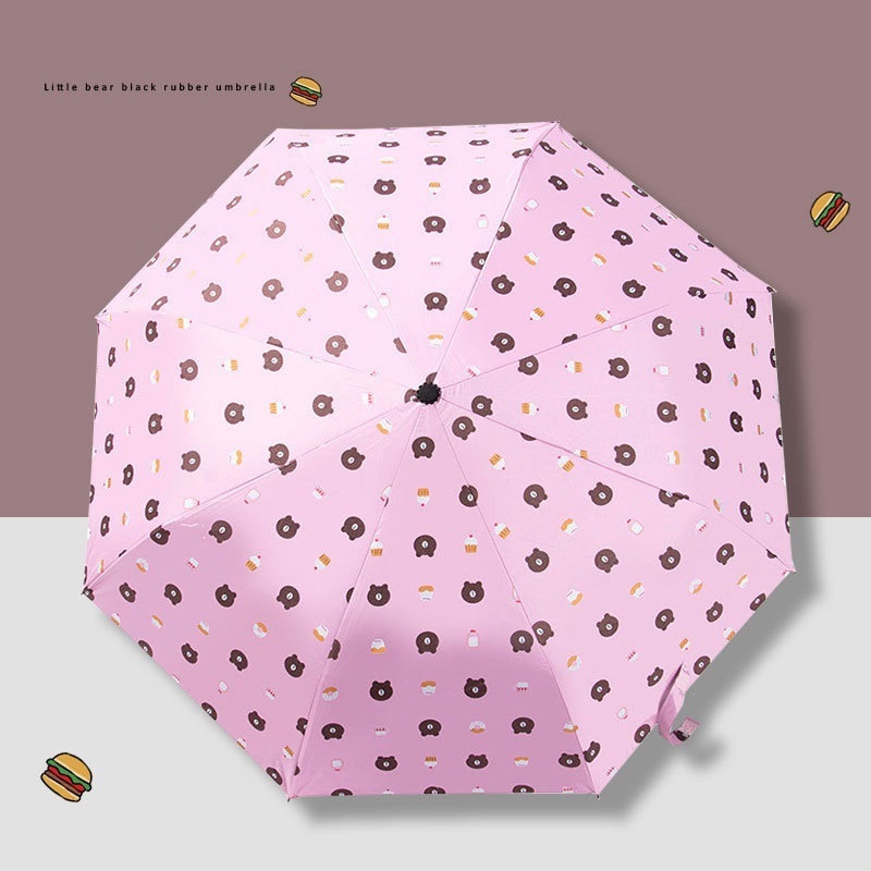 Sunny and rainy dual purpose anime bear folding umbrella, wholesale umbrella with customize logo for promotion