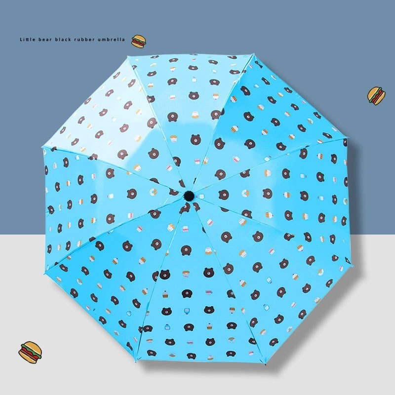 Sunny and rainy dual purpose anime bear folding umbrella, wholesale umbrella with customize logo for promotion