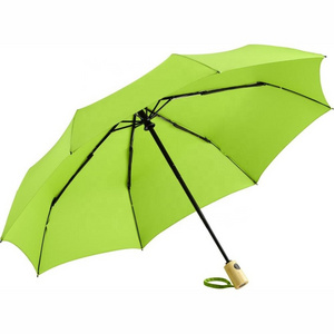 42" Auto Open/Close Folding Eco Friendly Renewable Recycled RPET Folding Umbrella with Bamboo Handle