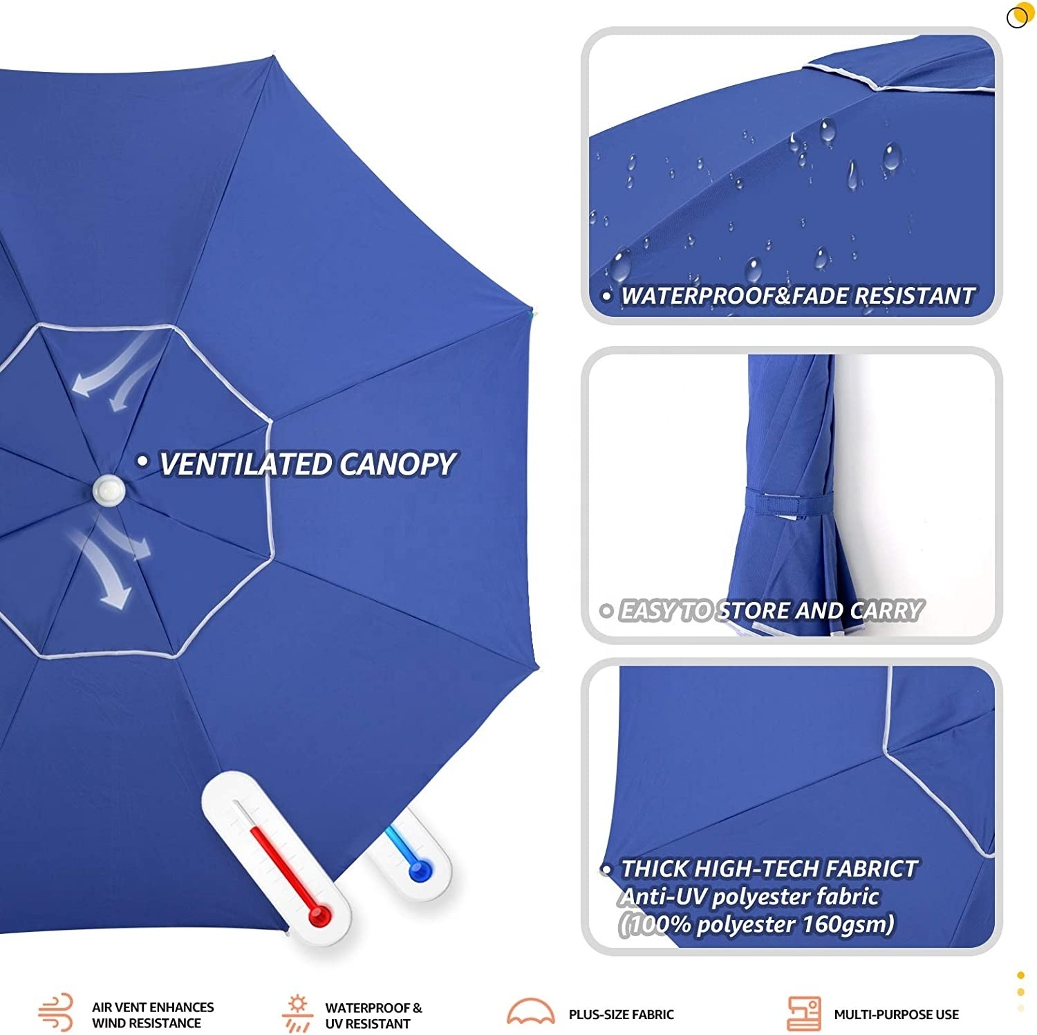 Wholesale Small Moq Custom Parasol Potable Outdoor Beach Umbrella, Sombrillas de playa