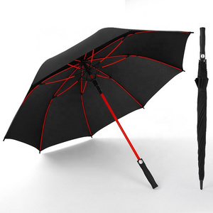 China factory wholesale 27 inch EVA handle color frame automatic big large straight storm golf umbrella with logo prints