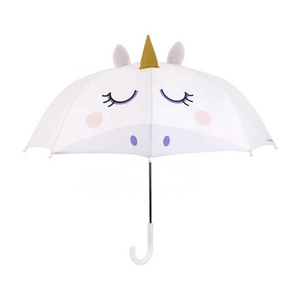 Hot Sale Cheap Price Cartoon Child Long-Handle Customised Cat Unicorn Bright Colored Straight UK Style Umbrella