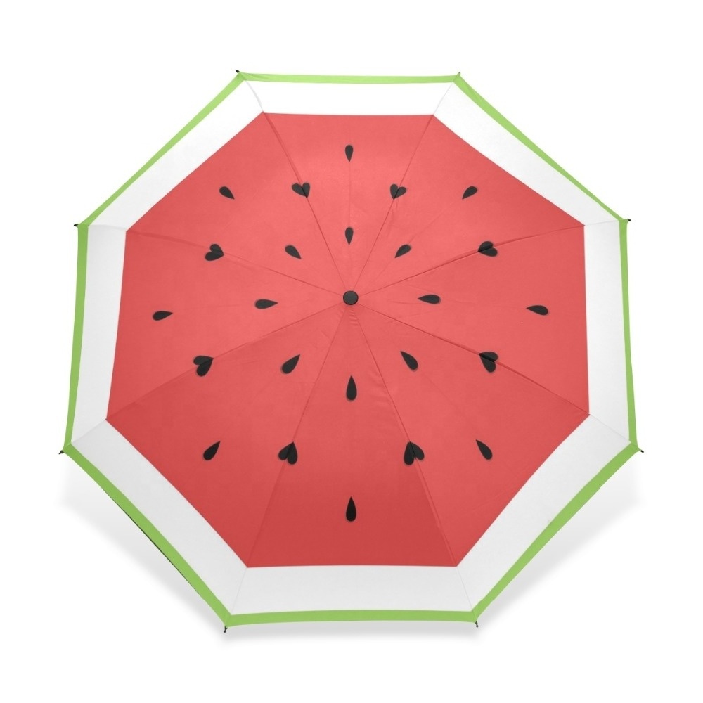 Fashion 2020 Compact Travel Portable Super Waterproof Sun Protection Umbrellas Summer Fruit Pink Watermelon 3 Fold Umbrella