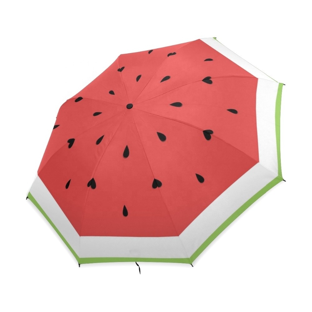 Fashion 2020 Compact Travel Portable Super Waterproof Sun Protection Umbrellas Summer Fruit Pink Watermelon 3 Fold Umbrella