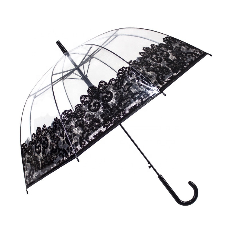 PVC & POE Personalized Lady Fashion Dome Bubble Birdcage plastic umbrella leopard printing Transparent Clear Umbrella for Women