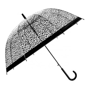 PVC & POE Personalized Lady Fashion Dome Bubble Birdcage plastic umbrella leopard printing Transparent Clear Umbrella for Women