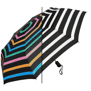 Amazing fantastic appear customized design stripe butterfly drip 3 Fold Magic color change printing umbrella when wet