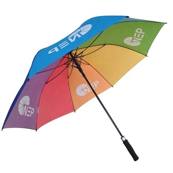 High Quality 30 inch Pongee Fabric African Print Single Layer Auto Open Frame Regenschirm Rainbow Rain Golf Umbrella