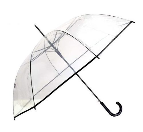 23''*8 panels waterproof Auto Long straight POE/PVC transparent clear umbrella with Red Trim