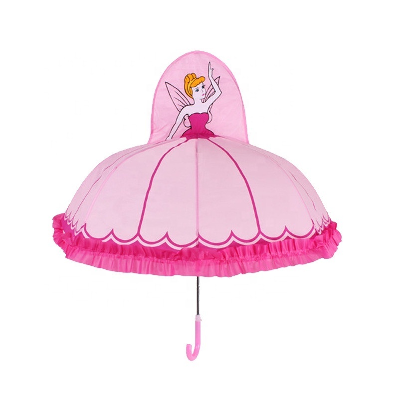 Popular Sale Cute Cat Fox Princess Design Children Straight Manual 17''*8K Character Personalize Child 3D Kid Cartoon Umbrella