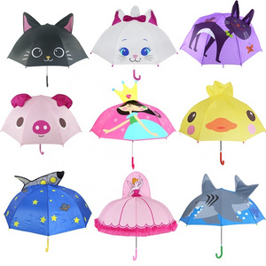 Popular Sale Cute Cat Fox Princess Design Children Straight Manual 17''*8K Character Personalize Child 3D Kid Cartoon Umbrella