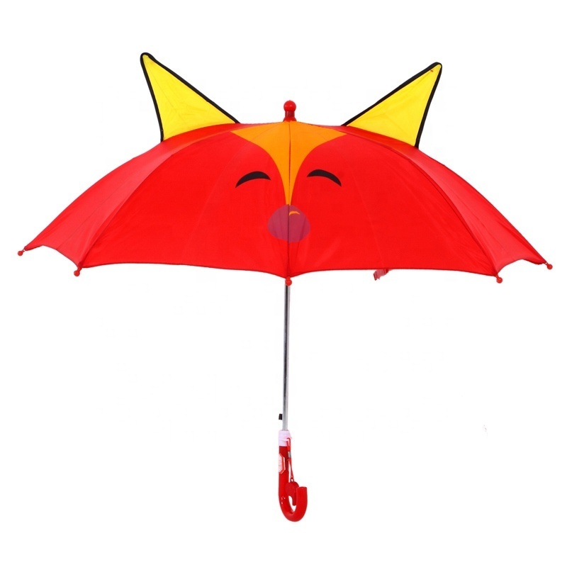 Popular Sale Cute Cat Fox Princess Design Children Straight Manual 17''*8K Character Personalize Child 3D Kid Cartoon Umbrella