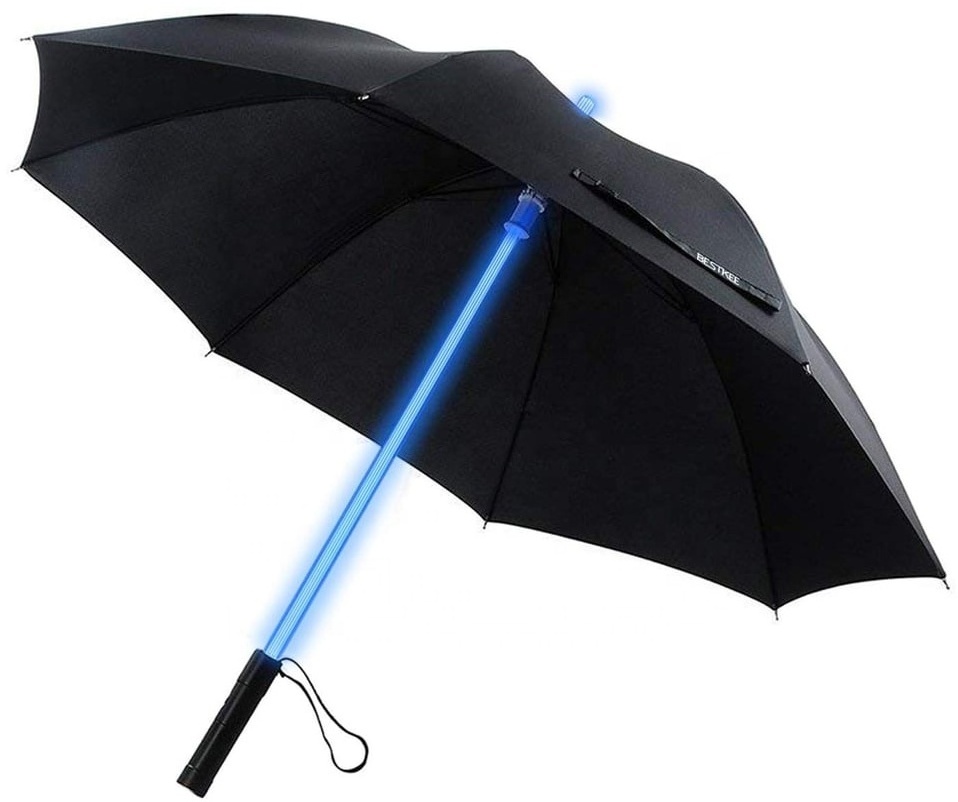 New Invention LED Shaft Slashing Lighted LED Umbrella with Torch Light Handle, Smart Umbrella with Light