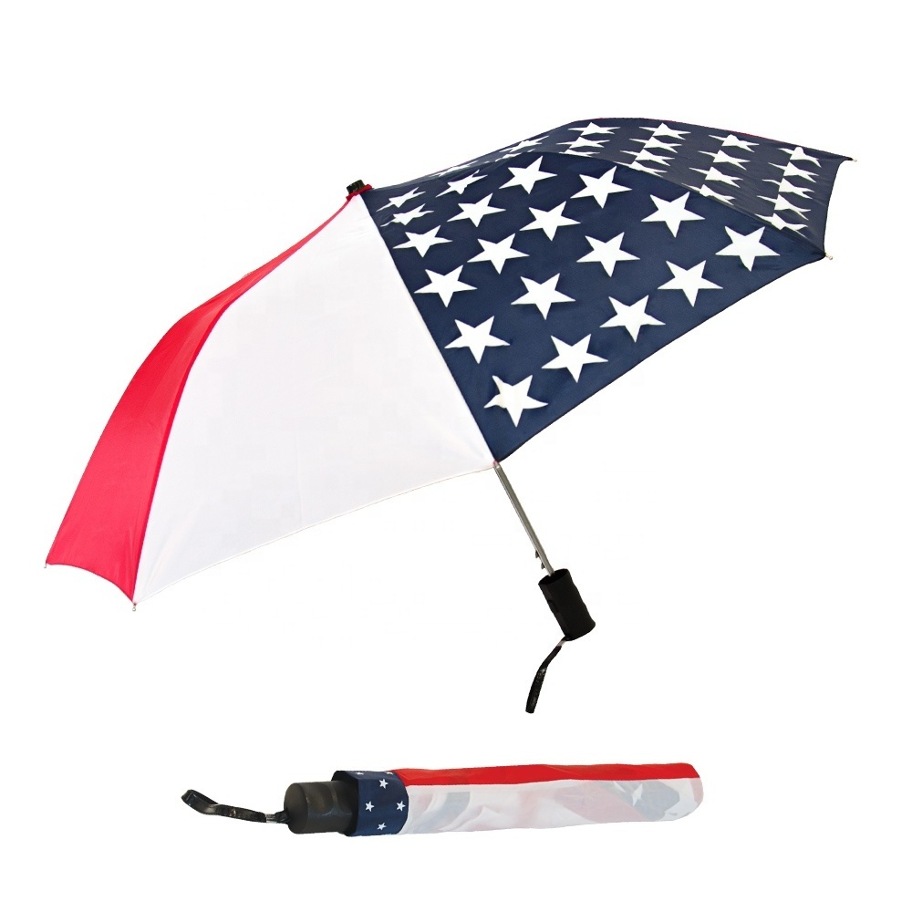 custom logo printing telescopic rain umbrella with flag printing